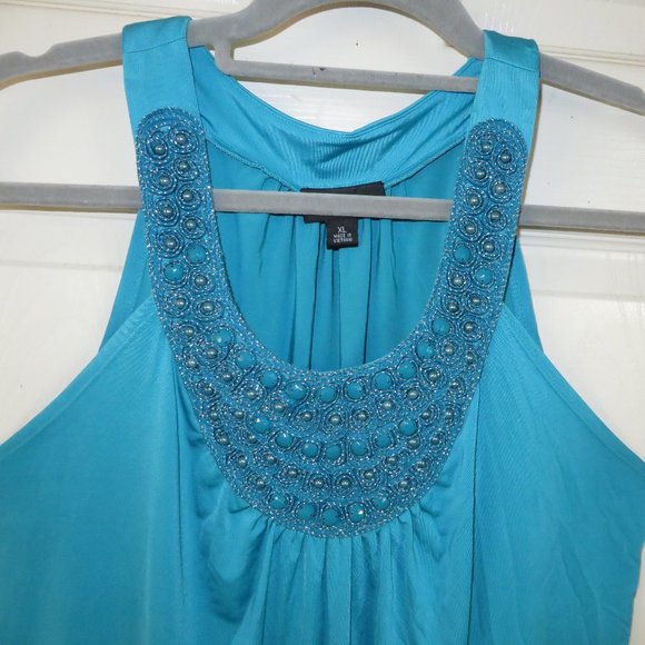 IZ Byer turquoise blue knit top - Picture 2 of 5